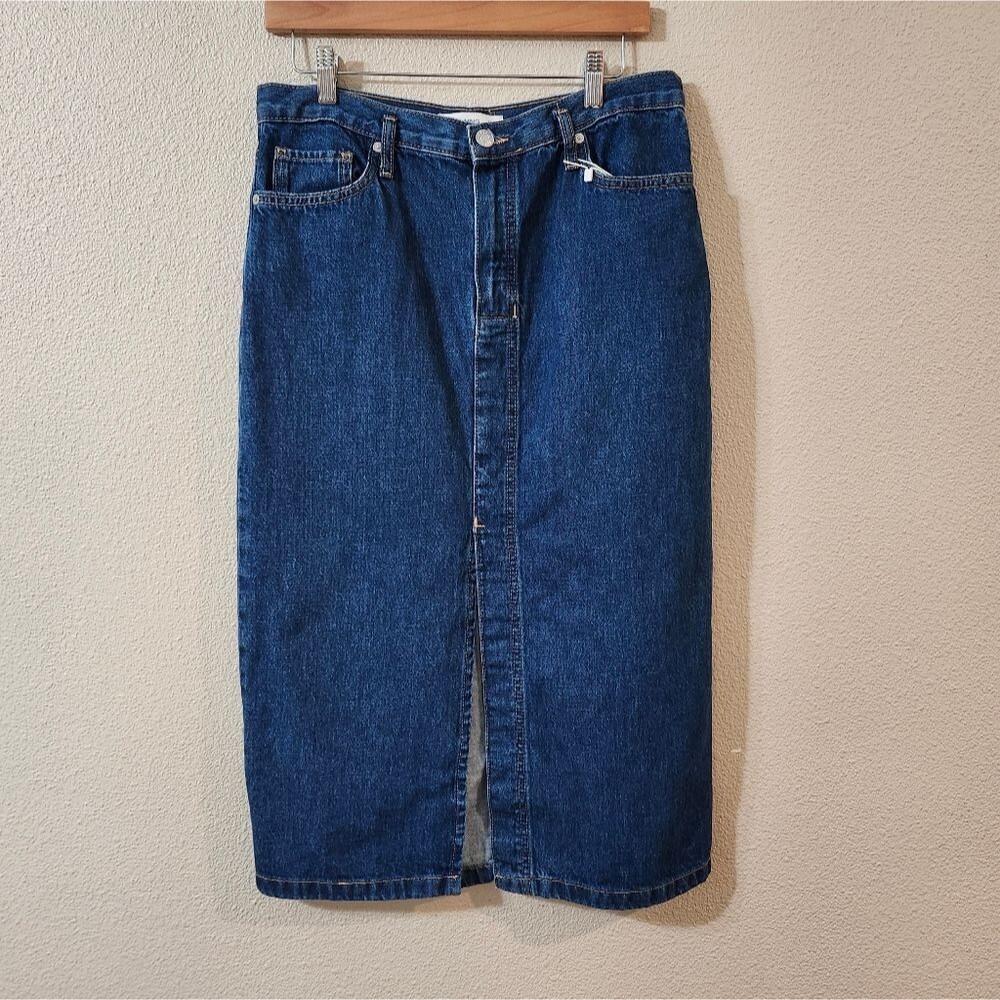 Mango Midi High Waisted Demin Skirt Size M
